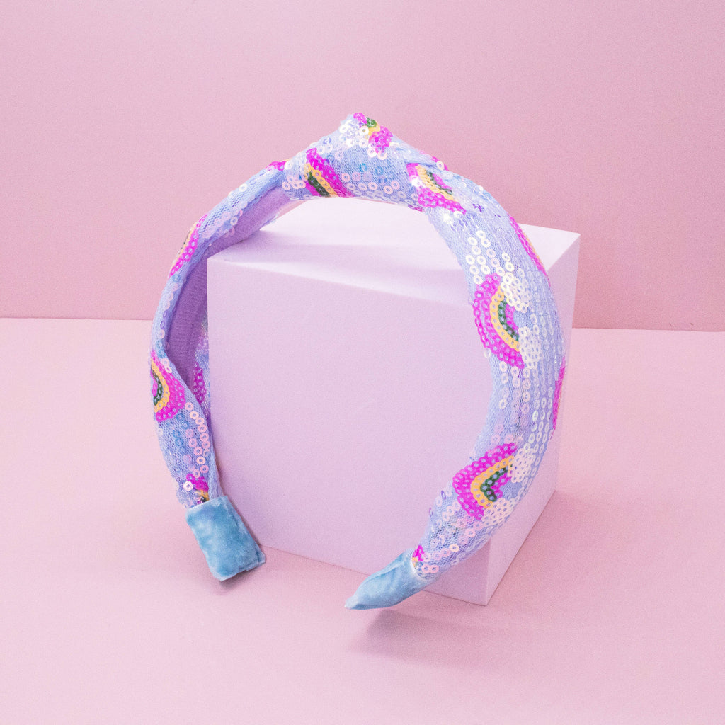 Kids Sequin Knot Headband - Rainbow