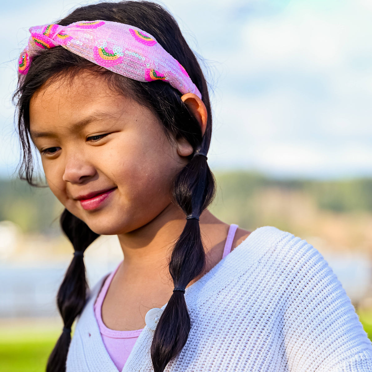 Kids Sequin Knot Headband - Rainbow