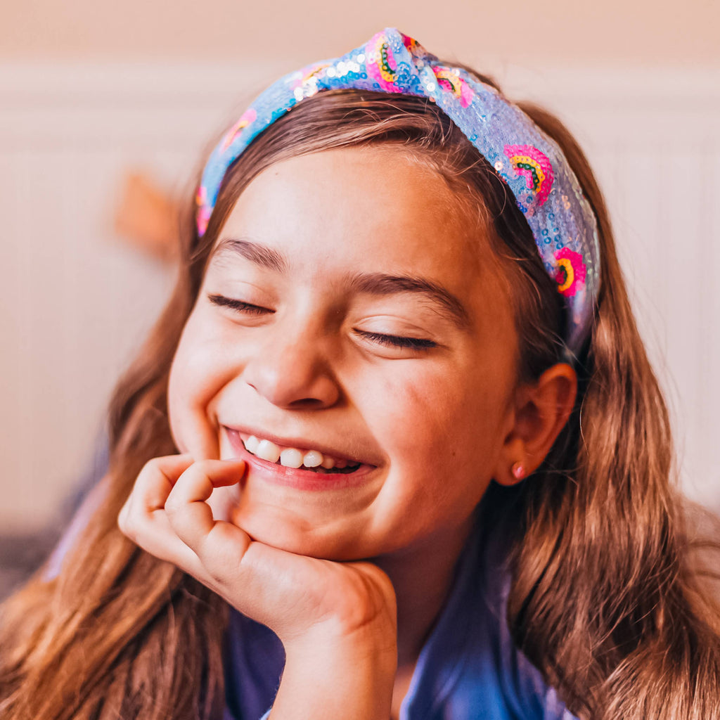 Kids Sequin Knot Headband - Rainbow